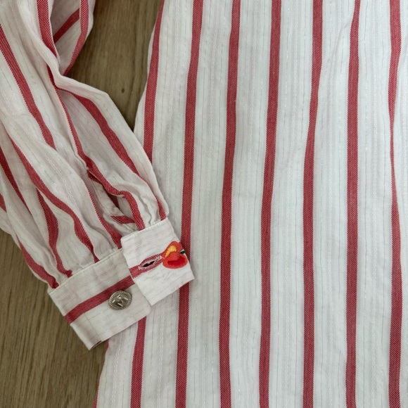 Vintage button down blouse with cherries - Picture 3 of 5